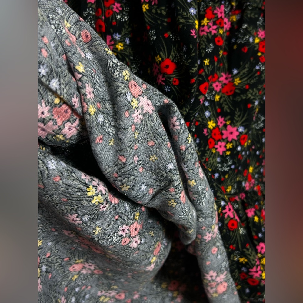 Cat & Jack Girls Black Floral Tiered Dress Size XL 14/16 Long Sleeve - Picture 8 of 9